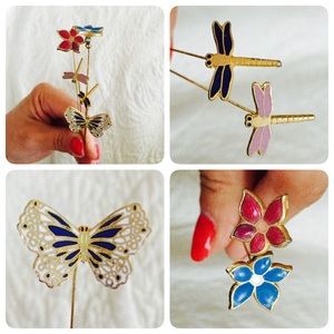 5 vintage stick/hat pins